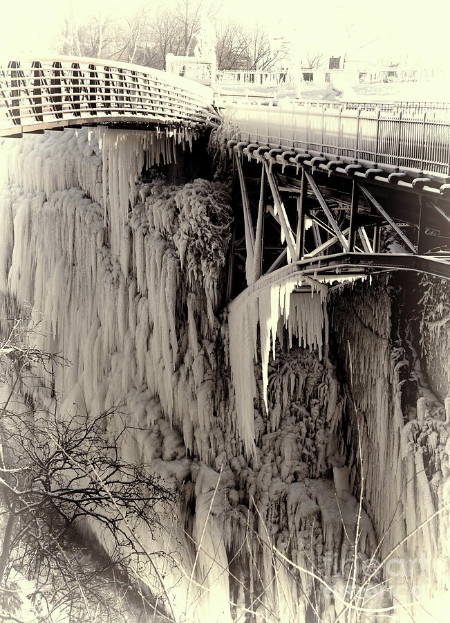 Winter Photograph - Paterson Great Falls Frozen Over artistic by Paul Ward