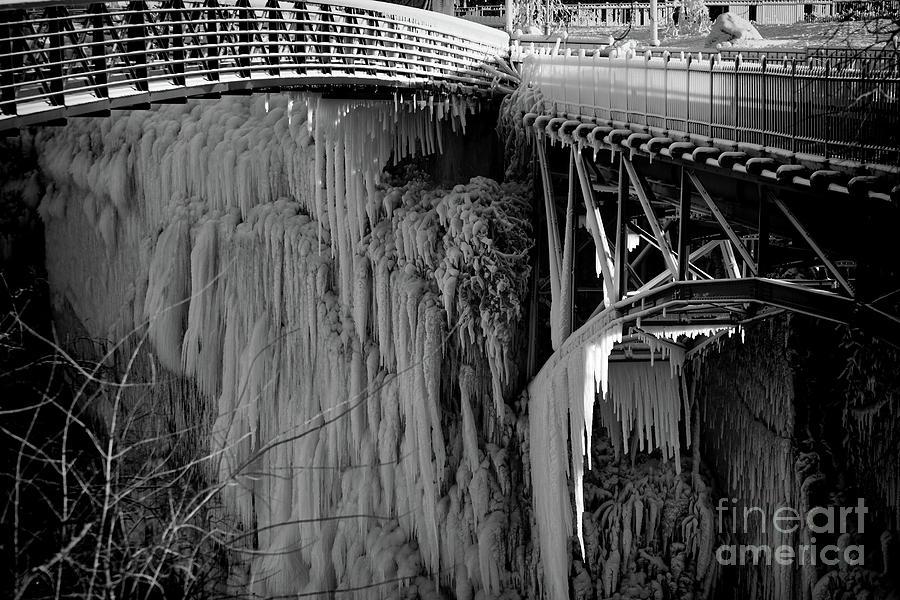 Paterson Great Falls Wall of Ice black and white Photograph by Paul Ward