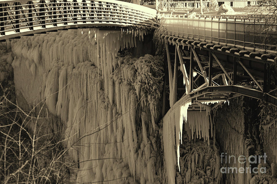 Paterson Great Falls Wall of Ice sepia Photograph by Paul Ward