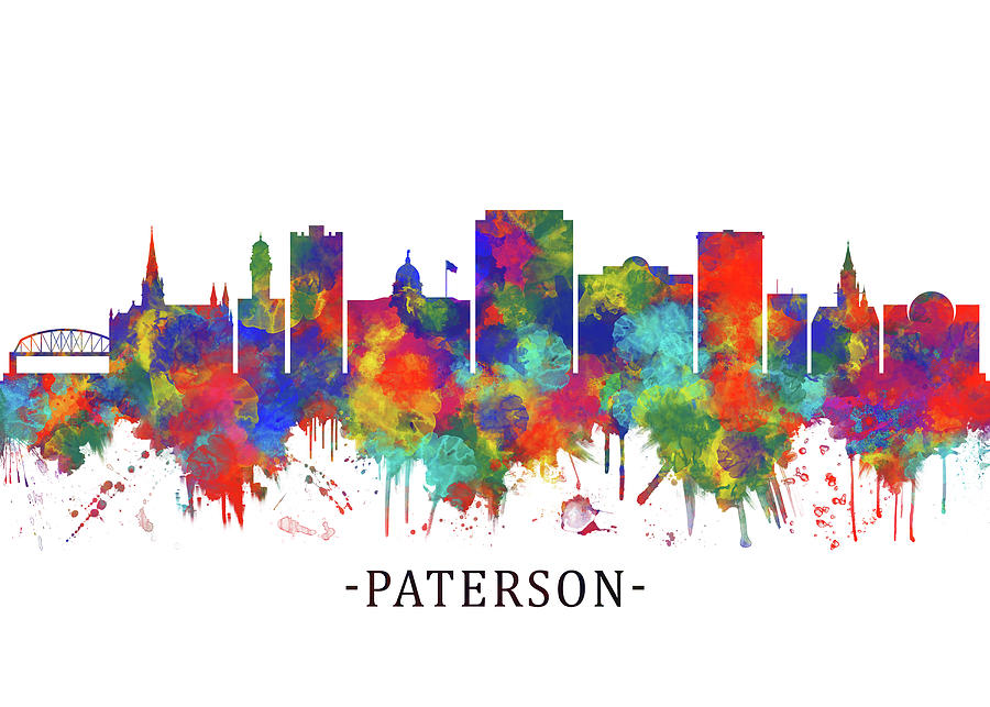 Paterson New Jersey Skyline Mixed Media by NextWay Art - Fine Art America