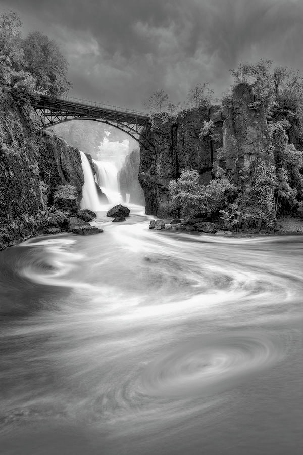 Paterson NJ Falls   BW Photograph by Susan Candelario