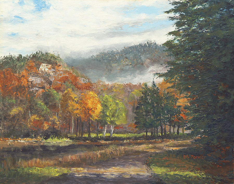 Path along Thorne Pond Painting by Elaine Farmer