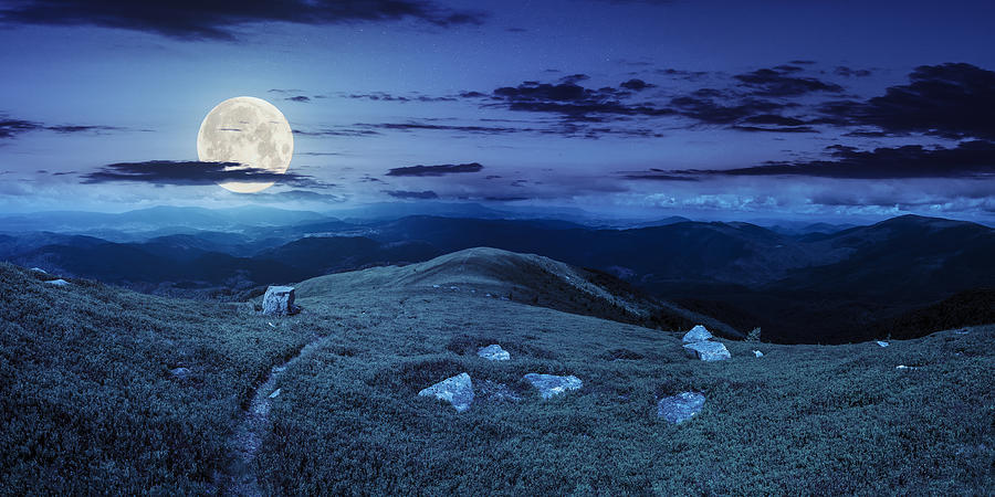Path Among Stones On Mountain Top At Night Photograph by Mike_Pellinni