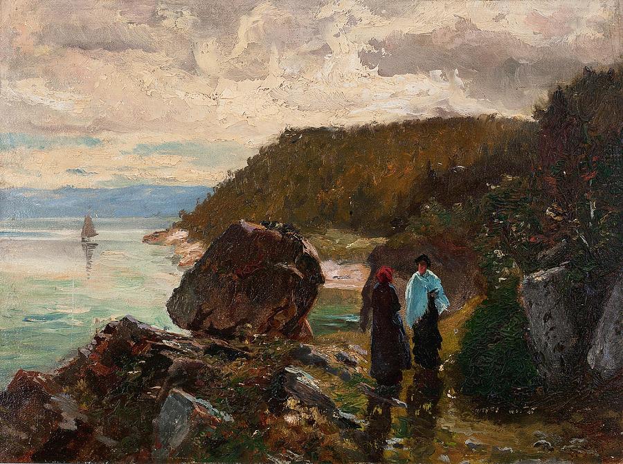 The Shining Drawing - Path By The River Murray Bay Lower St Lawrence Can art by J Henry Sandham Canadian