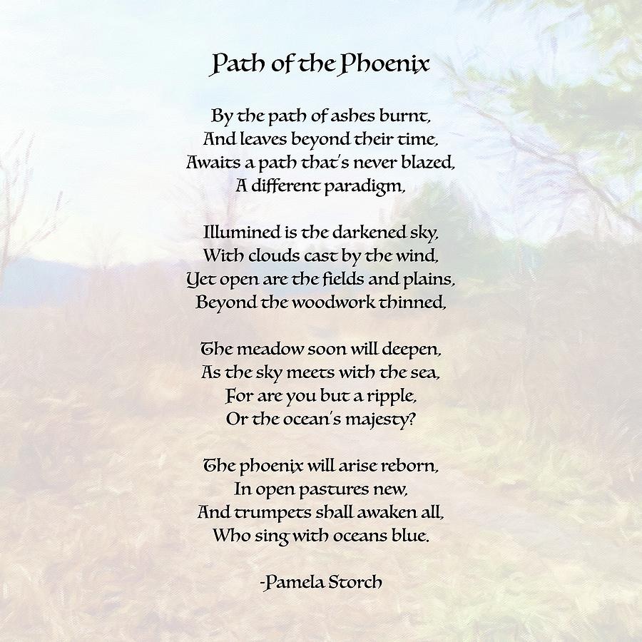 Phoenix Digital Art - Path of the Phoenix Poem Writers Edition by Pamela Storch