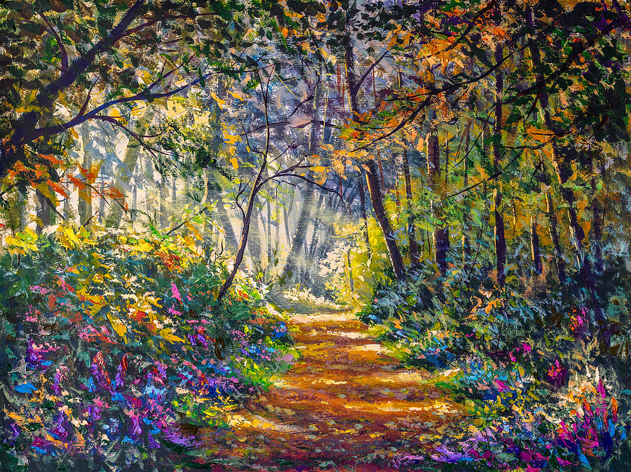 Path Sunny Footpath Road In Sunlight Park Alley Forest Rural, Landscape, Watercolor, Drawing Drawing