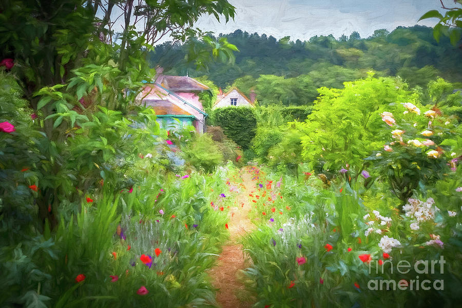 Path Through Claude Monets Garden, Giverny, Painterly Photograph by Liesl Walsh