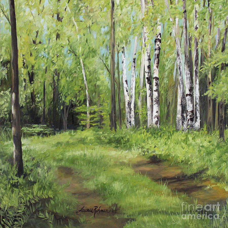Path to the Birches Painting by Laurie Rohner