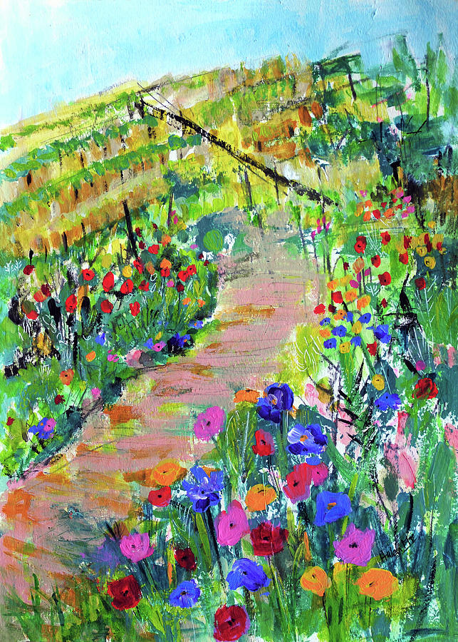 Path to the vineyard Painting by Haleh Mahbod