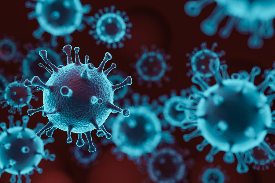 Pathogenic viruses causing infection in host organism , Viral disease outbreak , 3d illustration Photograph by Jongho Shin