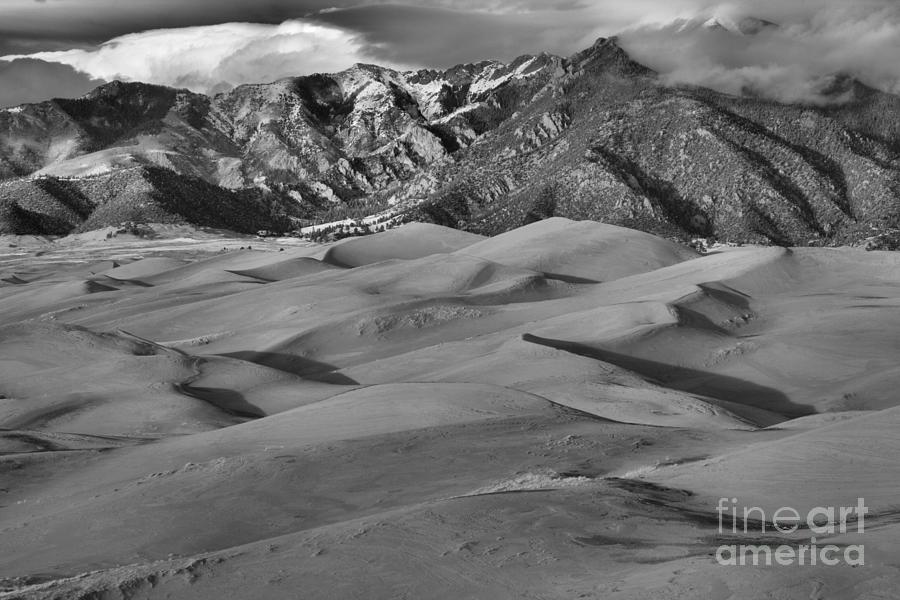 Paths Through The Great Sand Dunes Black And White Photograph by Adam Jewell