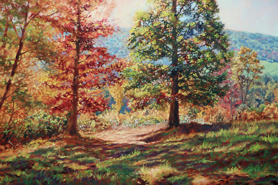 Pathway to Light - Autumn in the Blue Ridge Mountains Painting by Bonnie Mason