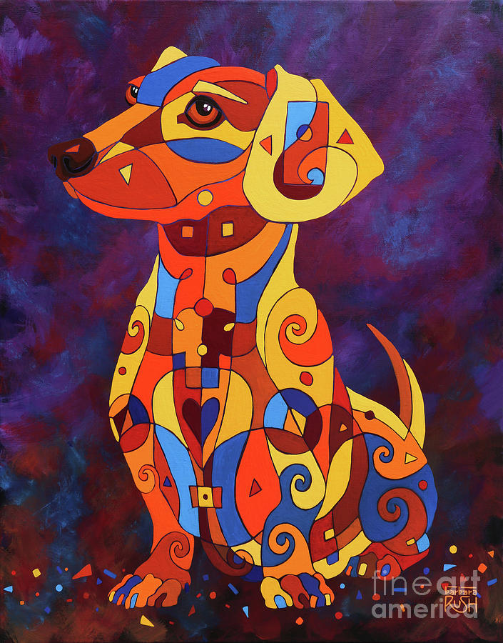 Patiently Waiting Dachshund Painting by Barbara Rush
