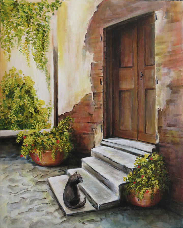 Patiently Waiting in Perugia, Italy Painting by Pam Veitenheimer