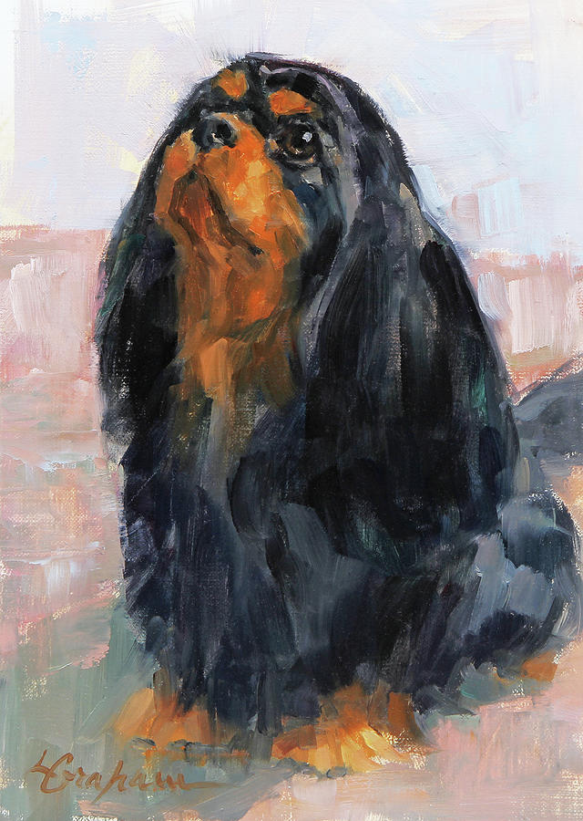 Dog Portraits Painting - Patiently Waiting by Lindsey Bittner Graham