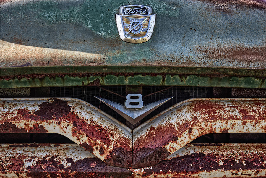 Patina Perfection #4 of 4 - 1955 Ford F350 front grille Photograph by Peter Herman