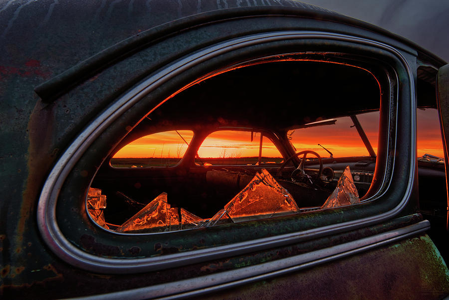 Patina Perspectives Series - 2 of 6  1947 Chevy coup abandoned in ND field at sunrise Photograph by Peter Herman