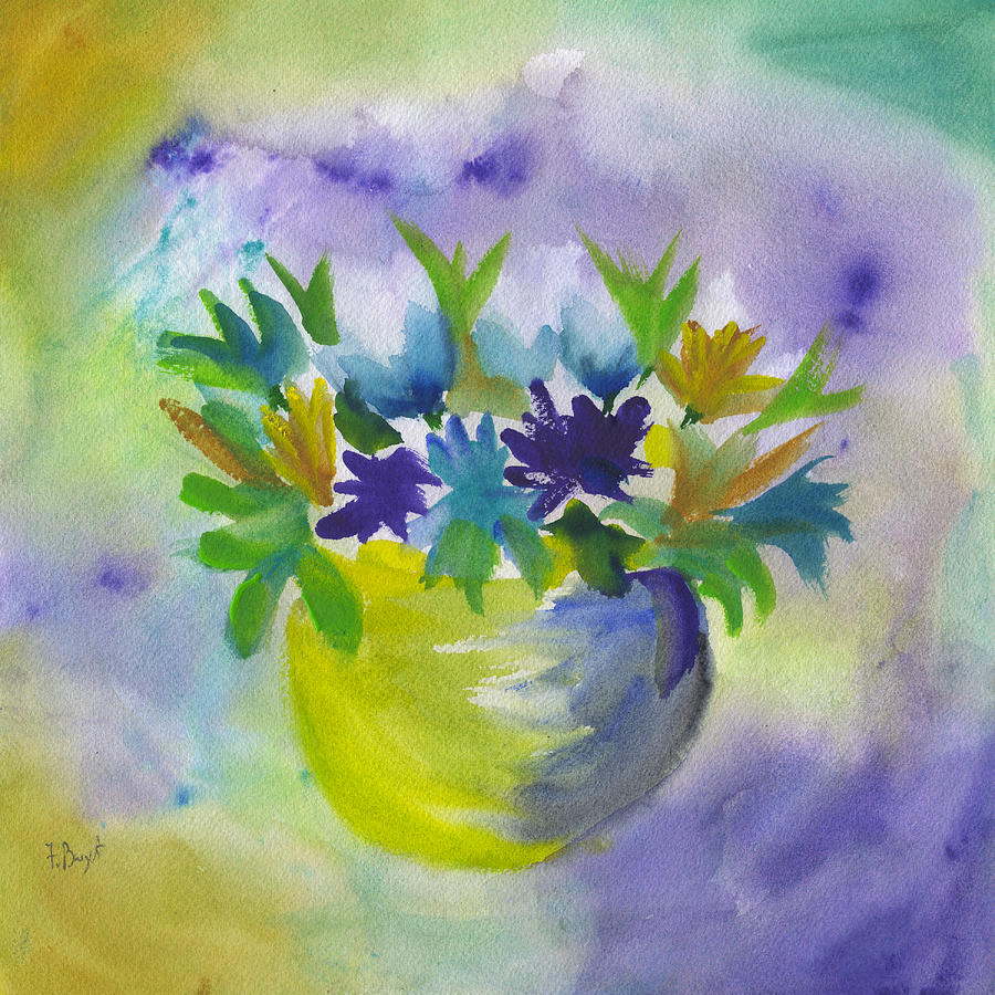 Patio Flowers Watercolor Painting by Frank Bright