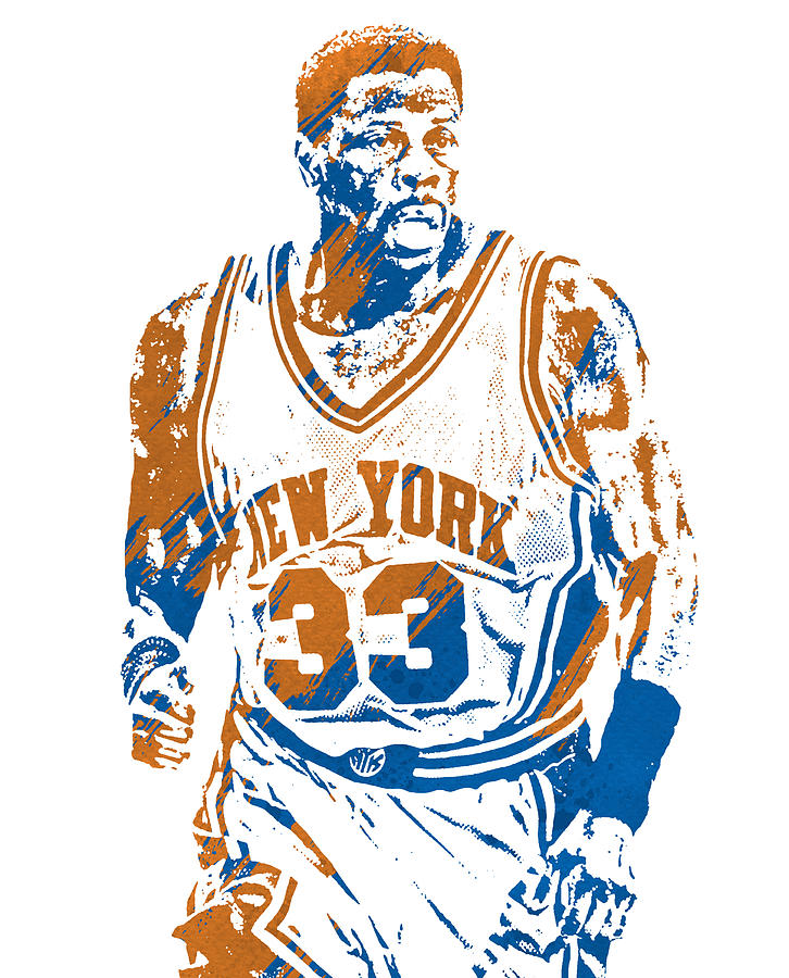 Patrick Ewing New York Knicks Watercolor Strokes Pixel Art 1