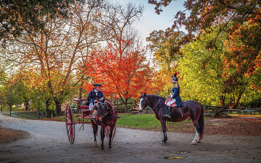 Patrick Henry and the Marquis de Lafayette on an Autumn Late Afternoon - Oil Painting Style Photograph by Rachel Morrison