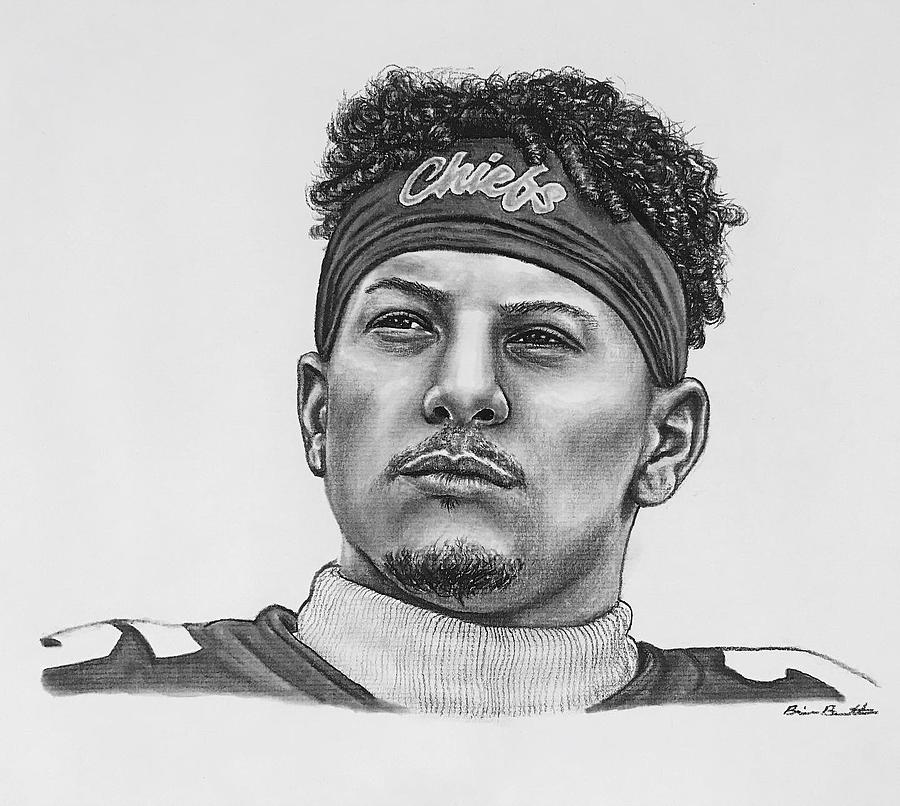 Patrick Mahomes Chiefs Drawing Portrait Art Drawing by Portraits By Bri