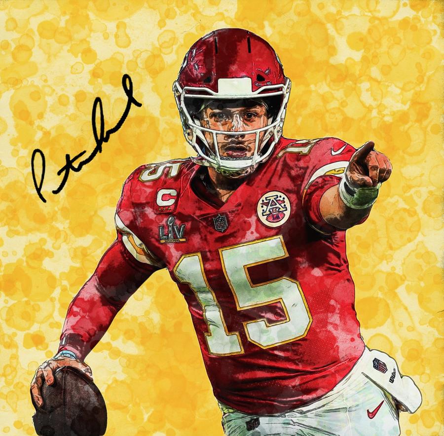 Patrick Mahomes Chiefs QB Watercolors Digital Art by Bob Smerecki ...