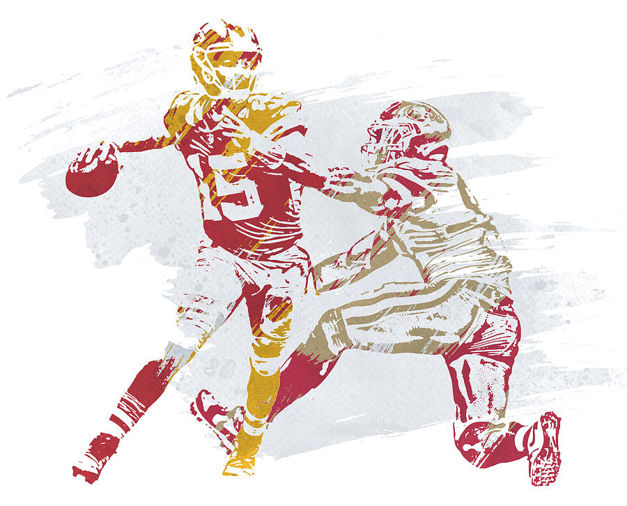 Nick Bosa San Francisco 49ers Watercolor Strokes Pixel Art 197 Greeting Card