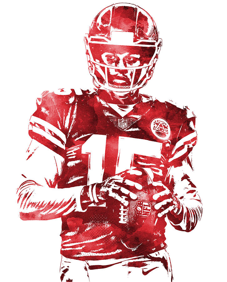 Patrick Mahomes KANSAS CITY CHIEFS WATER COLOR PIXEL ART 10