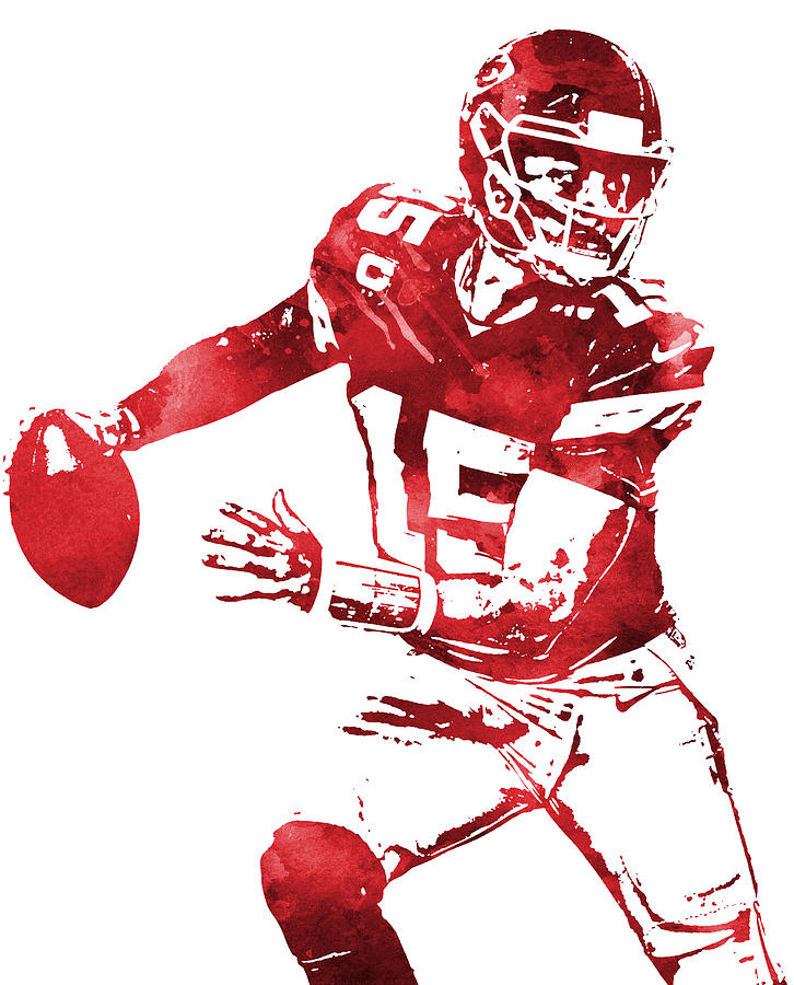 Patrick Mahomes Kansas City Chiefs Watercolor Strokes Pixel Art 1