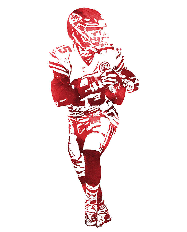 Patrick Mahomes KANSAS CITY CHIEFS WATER COLOR PIXEL ART 10 Greeting Card  by Joe Hamilton