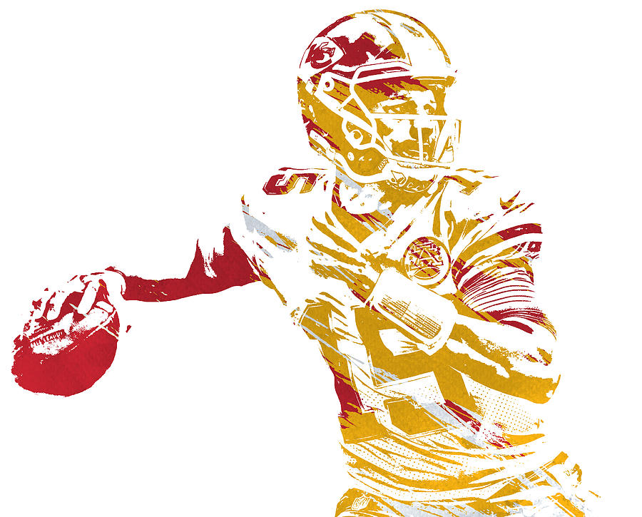 Patrick Mahomes Kansas City Chiefs Watercolor Strokes Pixel Art 1 Youth T- Shirt by Joe Hamilton - Pixels Merch