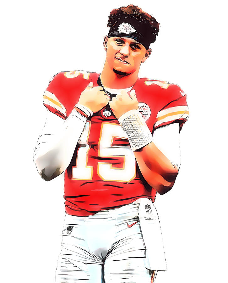 Patrick Mahomes Kansas City Chiefs Watercolor Strokes Pixel Art 1