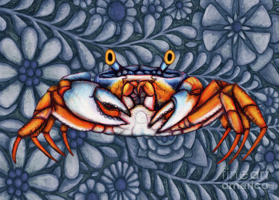 Patriot Crab Tapestry Painting by Amy E Fraser