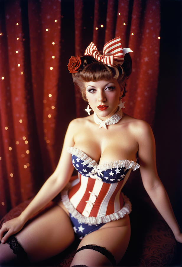 Flag Photograph - Patriotic American Girls No.1 by My Head Cinema