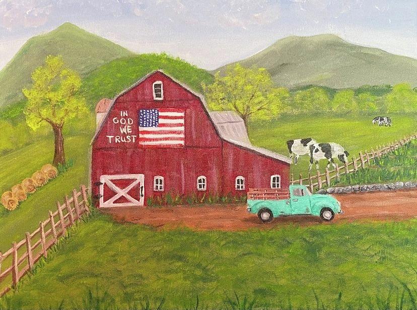 Patriotic Barn Painting by Nancy Sisco
