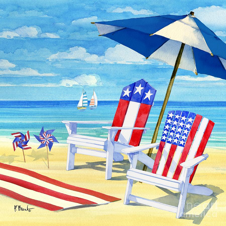 Beach Painting - Patriotic Beach II by Paul Brent