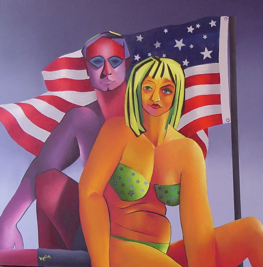 Patriotic Couple Painting by Karin Eisermann