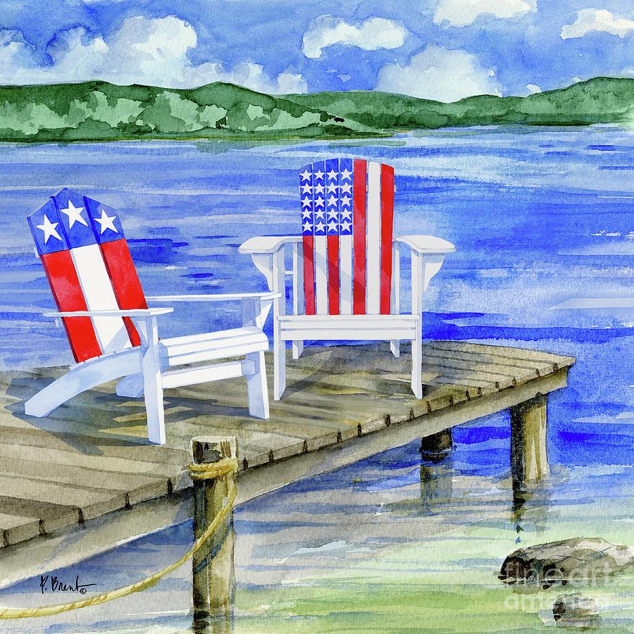 Watercolor Painting - Patriotic Dock III by Paul Brent