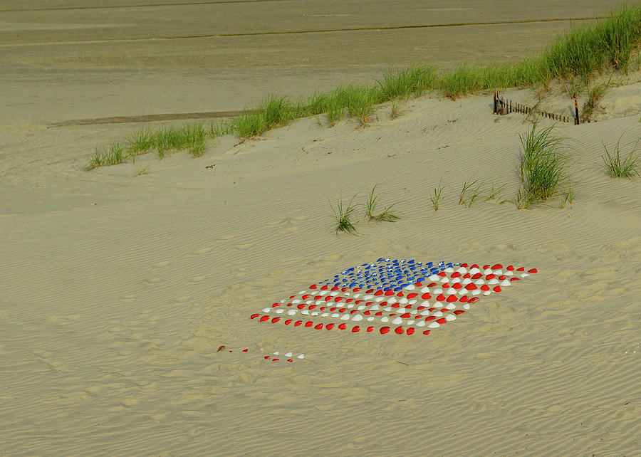 Beach Photograph - Patriotic Dunes by Aaron Campbell