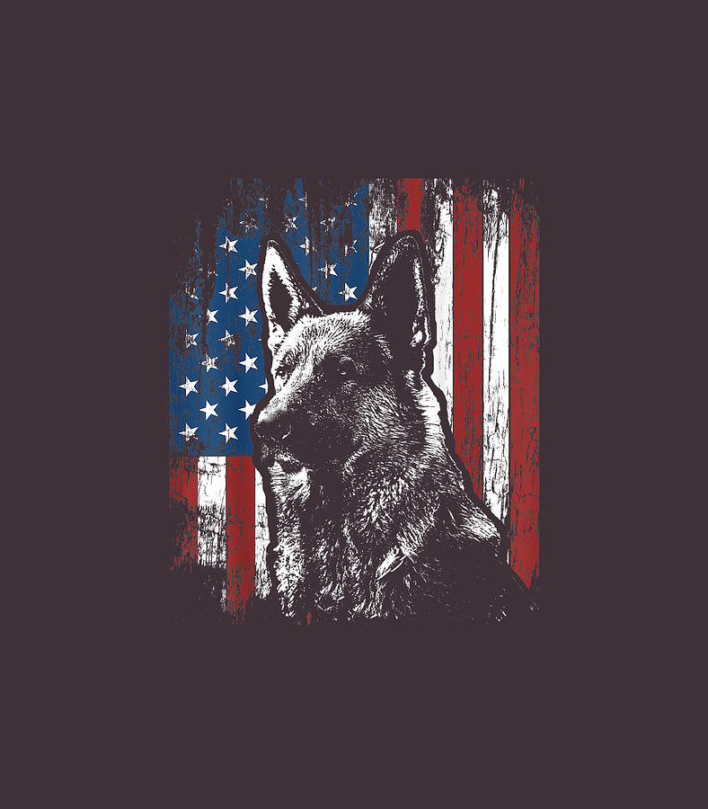 Patriotic German Shepherd American Flag Dog Men Women Digital Art by ...