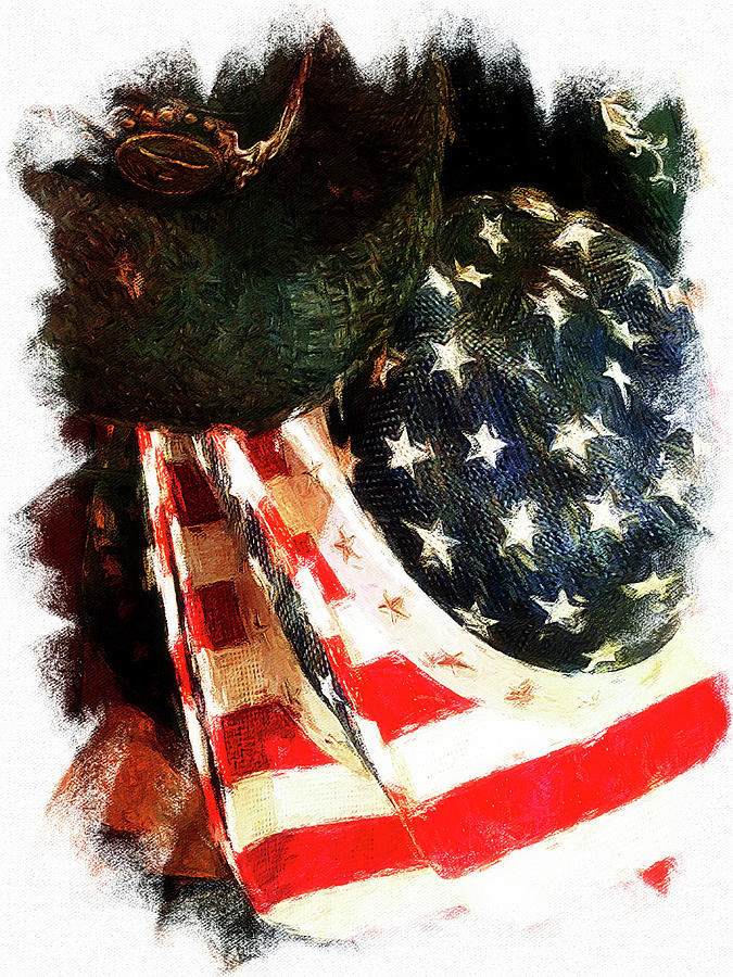 Patriotic hats on Route 66, Arizona Mixed Media by Tatiana Travelways