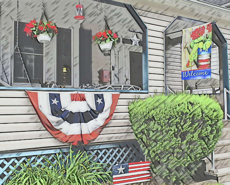 Patriotic Porch Digital Art