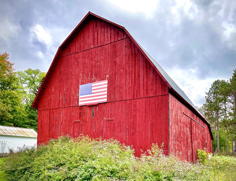 Patriotic Red Barn Photograph by Bill Swartwout