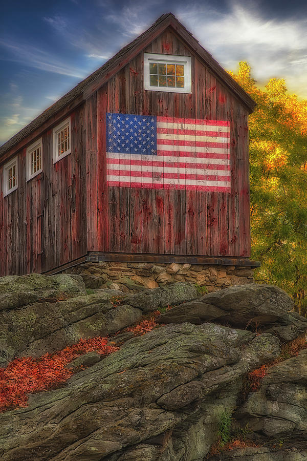 Patriotic Rustic USA  Barn Photograph by Susan Candelario