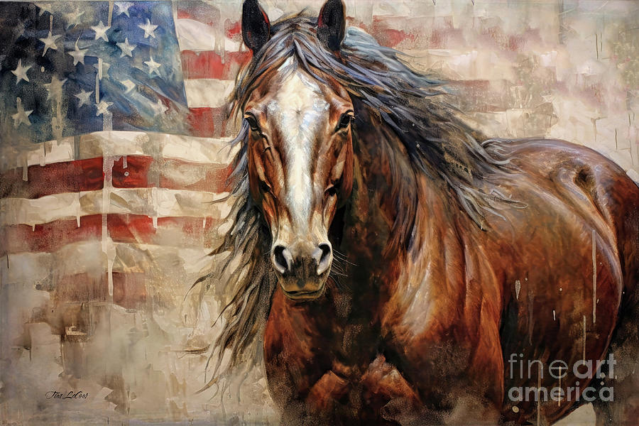 Patriotic Stallion Painting by Tina LeCour