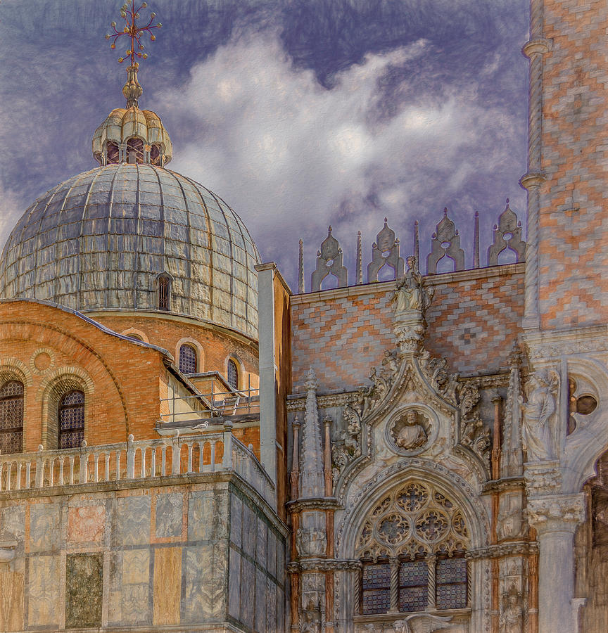 Architecture Photograph - Patterns and Textures of Saint Marks Basilica by Marcy Wielfaert