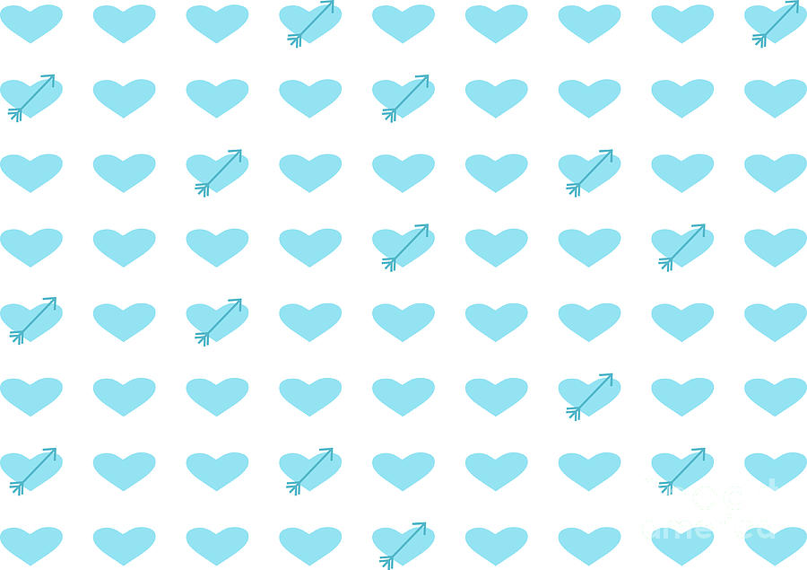 Pattern of blue hearts and arrows Digital Art by Mendelex Photography