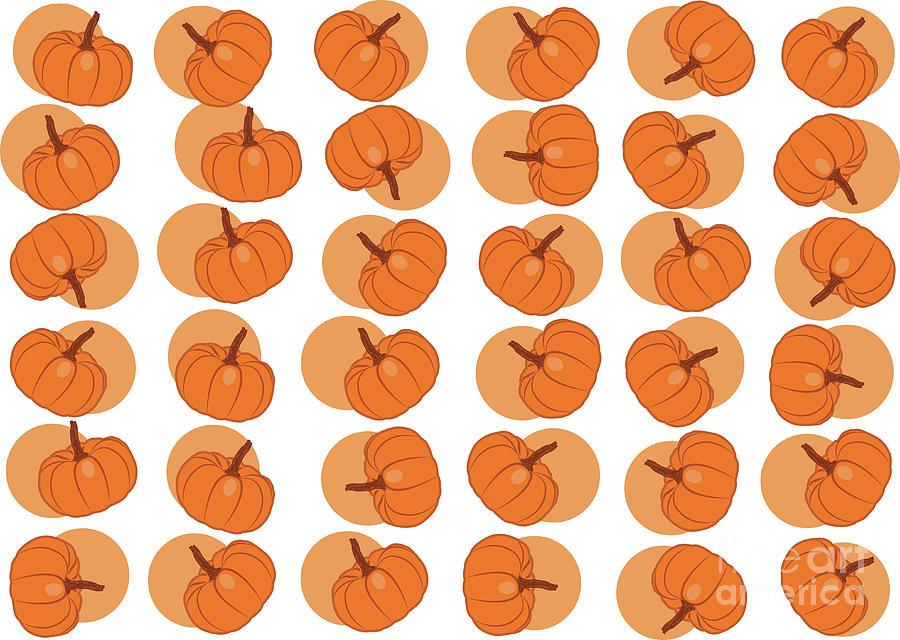 Pattern of tiny pumpkins with circles Digital Art by Mendelex Photography