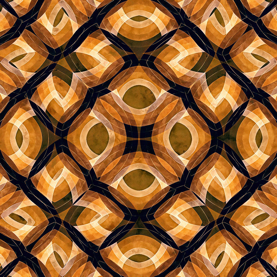 Pattern Overlap Retro Style In Brown Ochre Shades Digital Art by Taiche Acrylic Art