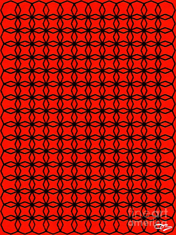 Pattern With An Red And Black Abstract Multi Shaped Design. Digital Art